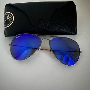 Ray-Ban Aviator Sunglasses with Vibrant Blue Lenses